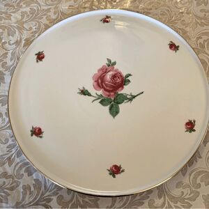 Tirschenreuth Bavaria Rose Plate Platter Gold Edge made in Germany Vintage